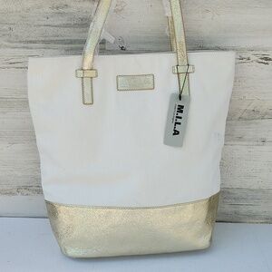 NWT M.I.L.A. MADE IN LOS ANGELES LEATHER AND CANVAS TOTE